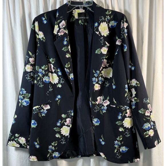 Cynthia Rowley Floral Open Front Blazer, Blue Multi, Sz: M, 80-27 - Picture 2 of 13